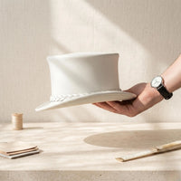 White Leather Top Hat – Victorian Steampunk Formal Costume Hat