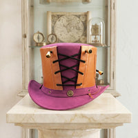 Handmade Steampunk Leather Top Hat – Victorian Gothic Lace-Up Statement Piece