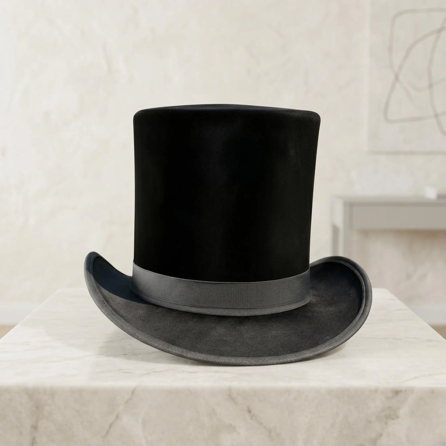 Handcrafted Black Silk Victorian Top Hat | Steampunk Formal Headwear