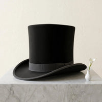 Handcrafted Black Silk Victorian Top Hat | Steampunk Formal Headwear
