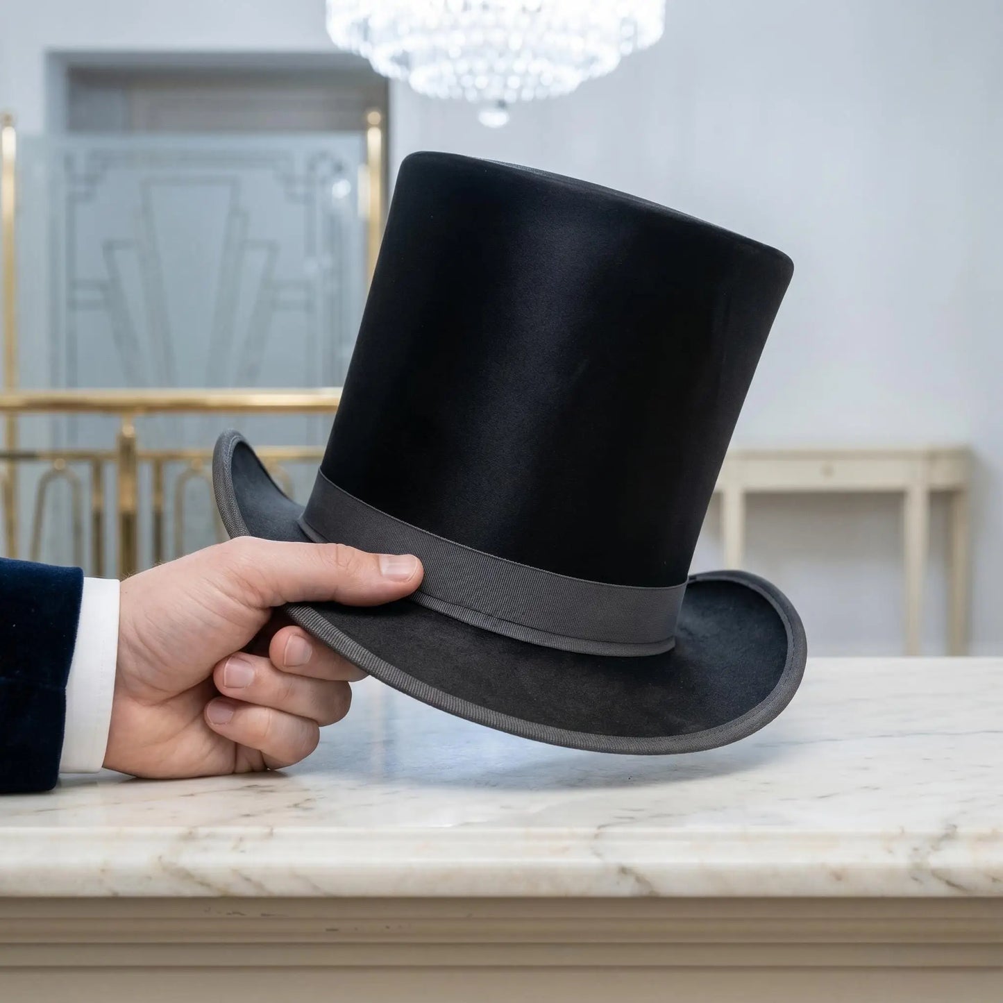 Handcrafted Black Silk Victorian Top Hat | Steampunk Formal Headwear