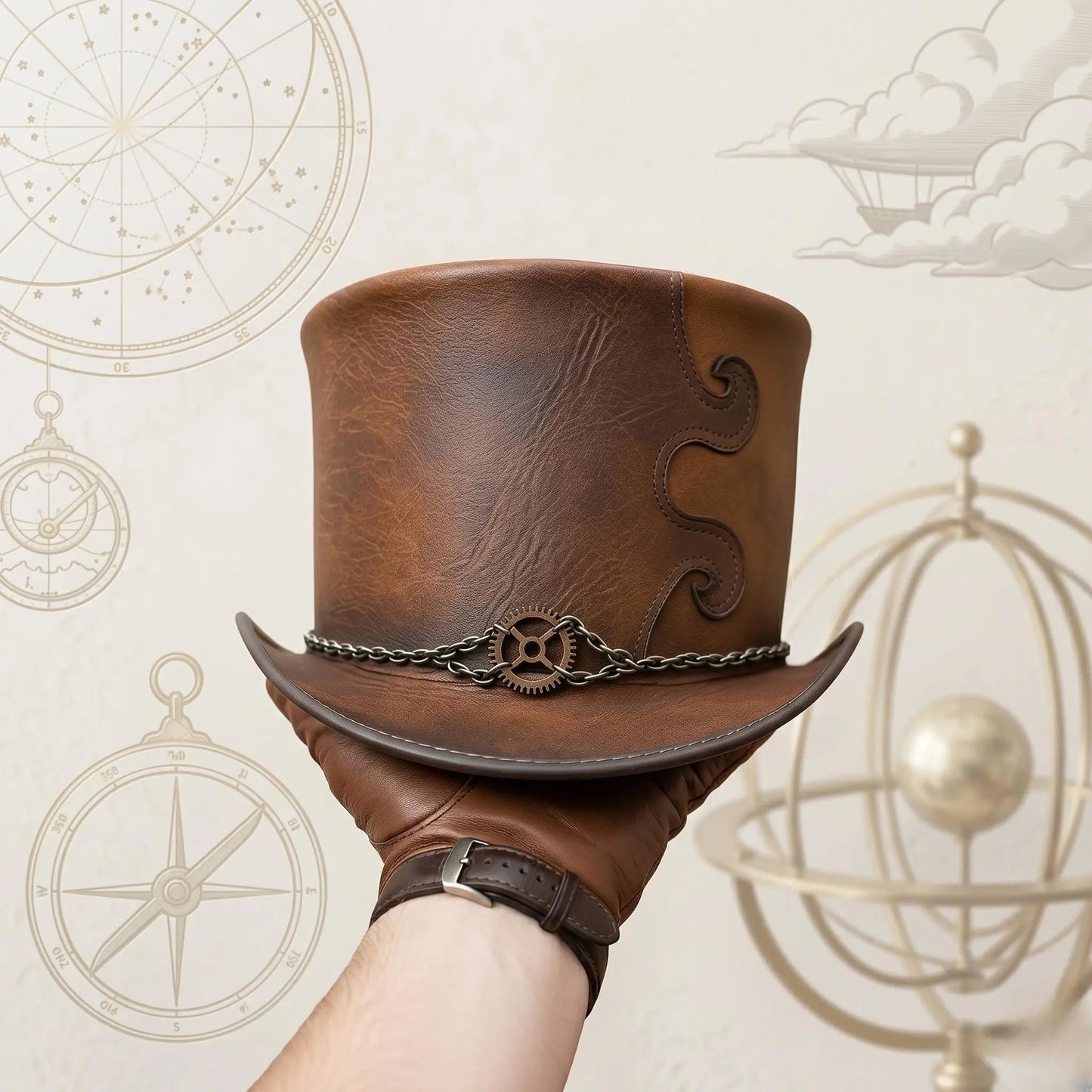 The Ultimate Steampunk Leather Top Hat | Handmade Victorian Gothic Costume Hat
