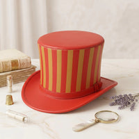 Red Striped Leather Top Hat – Steampunk & Victorian Statement Headwear