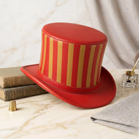 Red Striped Leather Top Hat – Steampunk & Victorian Statement Headwear