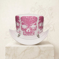 Handmade White Skull Top Hat – Gothic Steampunk Cosplay Headwear