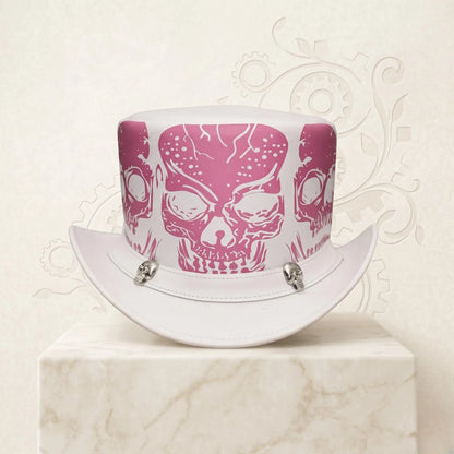Handmade White Skull Top Hat – Gothic Steampunk Cosplay Headwear