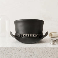 Handmade Leather Steampunk Top Hat | Gothic Biker Style