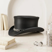 Handmade Leather Steampunk Top Hat | Gothic Biker Style
