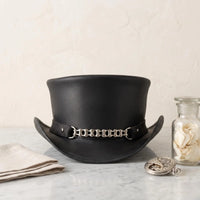 Handmade Leather Steampunk Top Hat | Gothic Biker Style