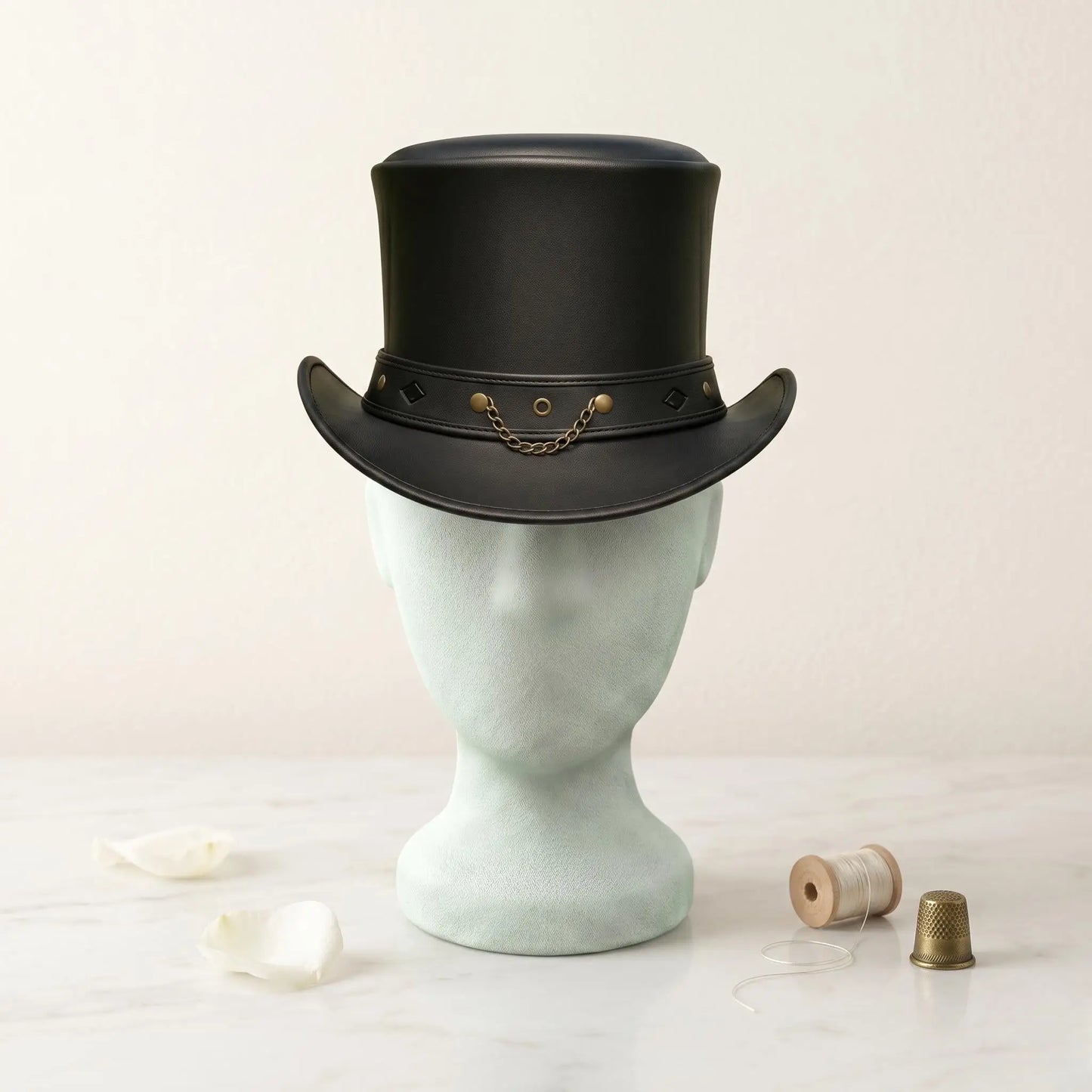 Handcrafted Steampunk Leather Top Hat – Victorian Gothic Cosplay & Alternative Fashion Headwear