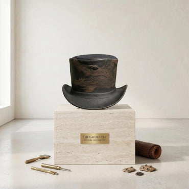 Handcrafted Dragon Leather Top Hat – Steampunk & Gothic Victorian Silhouette