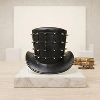 Unleash Your Edge: Handcrafted Gothic Spike Studded Leather Top Hat