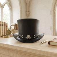 Steampunk Skull Leather Top Hat – Gothic Victorian Cosplay Accessories