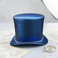 Blue Leather Steampunk Top Hat with Silver Chain Band