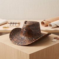 Snake Embossed Leather Cowboy Hat – Handmade Western Festival Style