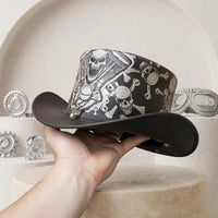High-Octane Gothic Style Handcrafted Leather Skull & Engine Top Hat
