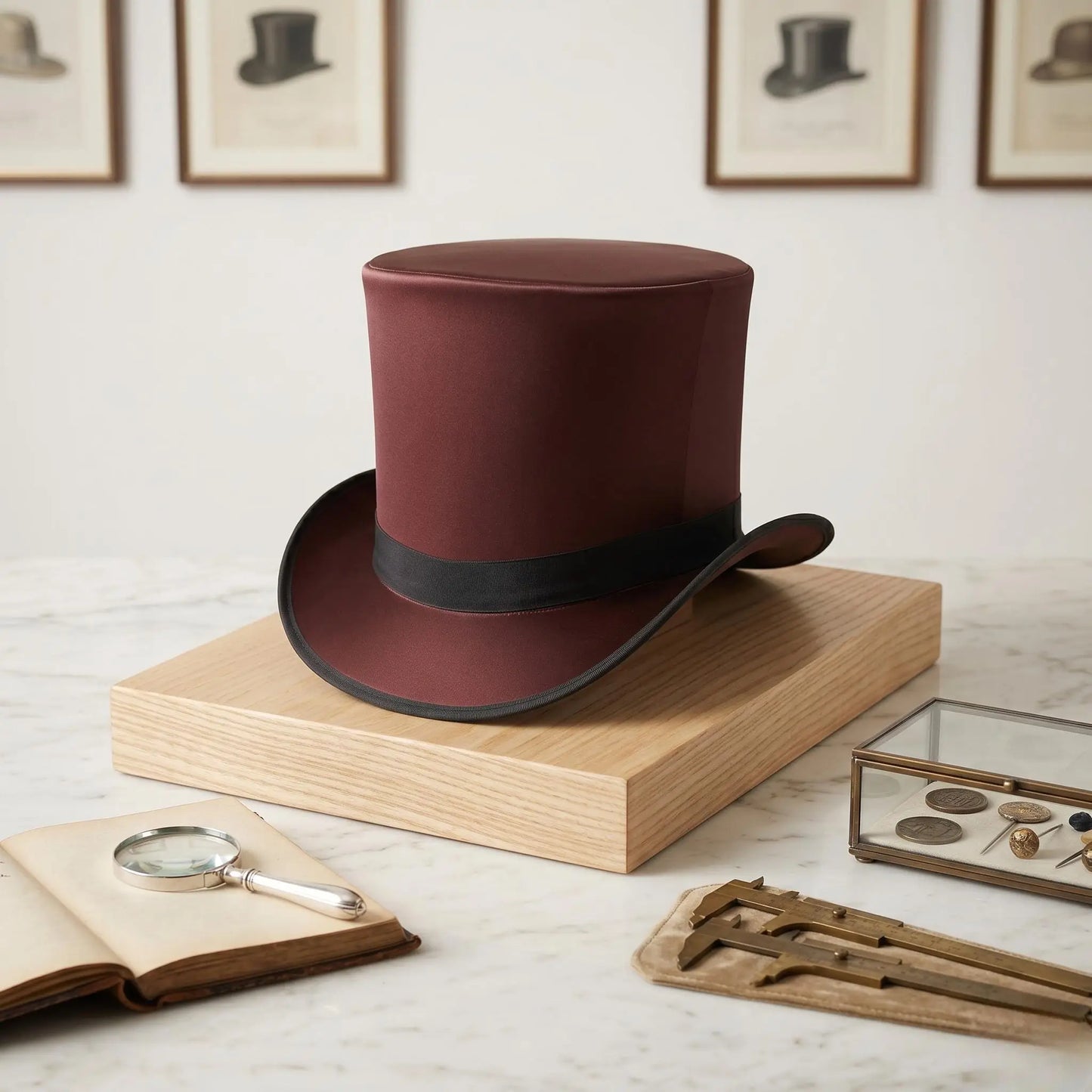 Handmade Brown Silk Top Hat