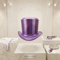 Handcrafted Purple Striped Leather Steampunk Top Hat – Victorian Gothic Cosplay Accessory
