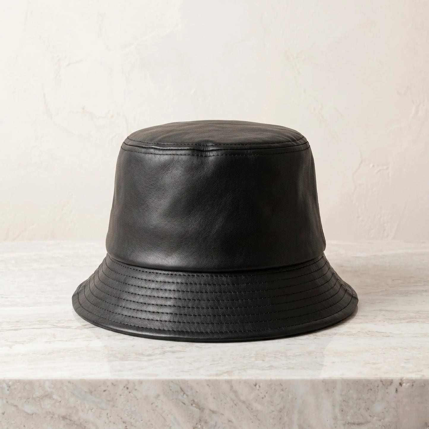Black Leather Bucket Hat – Unisex Streetwear & Urban Fashion Headwear