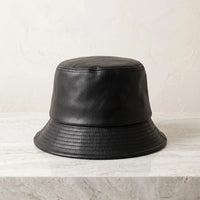 Black Leather Bucket Hat – Unisex Streetwear & Urban Fashion Headwear