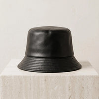 Black Leather Bucket Hat – Unisex Streetwear & Urban Fashion Headwear