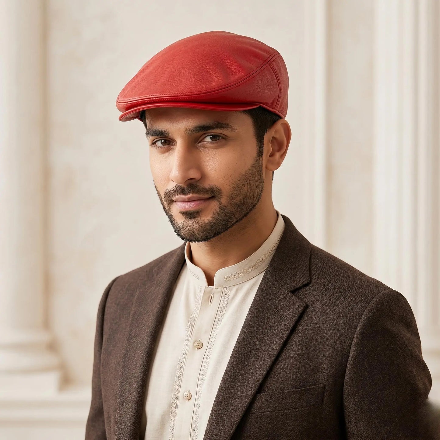 Men's Genuine Leather Flat Cap | Classic Ivy Style Driving Hat