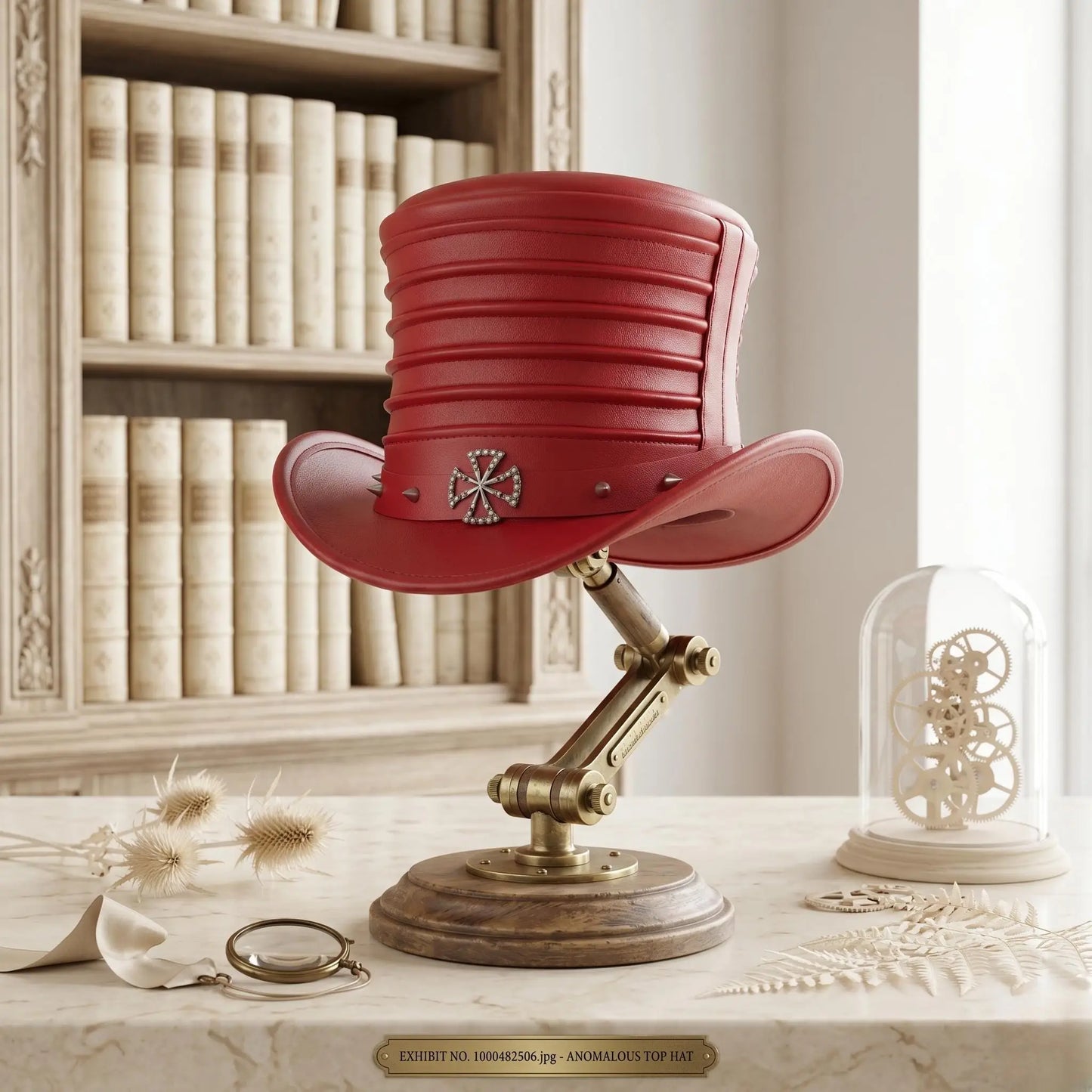 Red Leather Steampunk Top Hat | Gothic, Victorian & Festival Statement Headwear