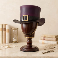 Vintage Burgundy Leather Top Hat – Steampunk & Regal Gothic Headwear