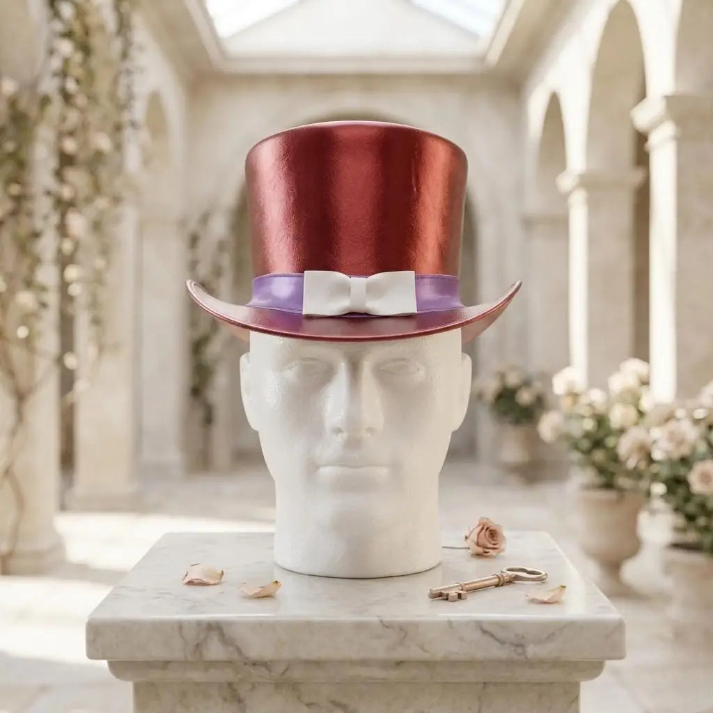 Ultimate Red Leather Top Hat Victorian Cosplay & Steampunk Costume Accessory