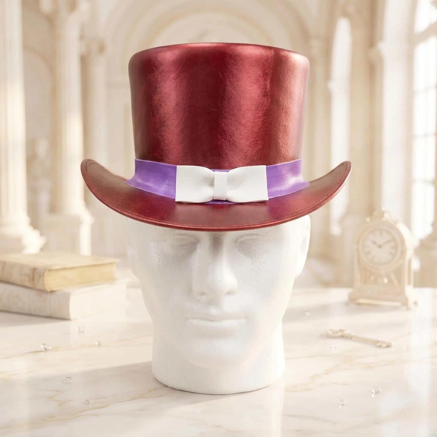 Ultimate Red Leather Top Hat Victorian Cosplay & Steampunk Costume Accessory