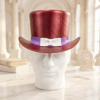 Ultimate Red Leather Top Hat Victorian Cosplay & Steampunk Costume Accessory