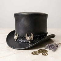 Command Attention The Ultimate Gothic Leather Top Hat
