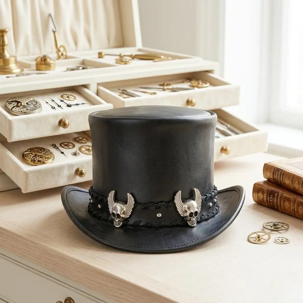 Command Attention The Ultimate Gothic Leather Top Hat