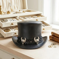 Command Attention The Ultimate Gothic Leather Top Hat