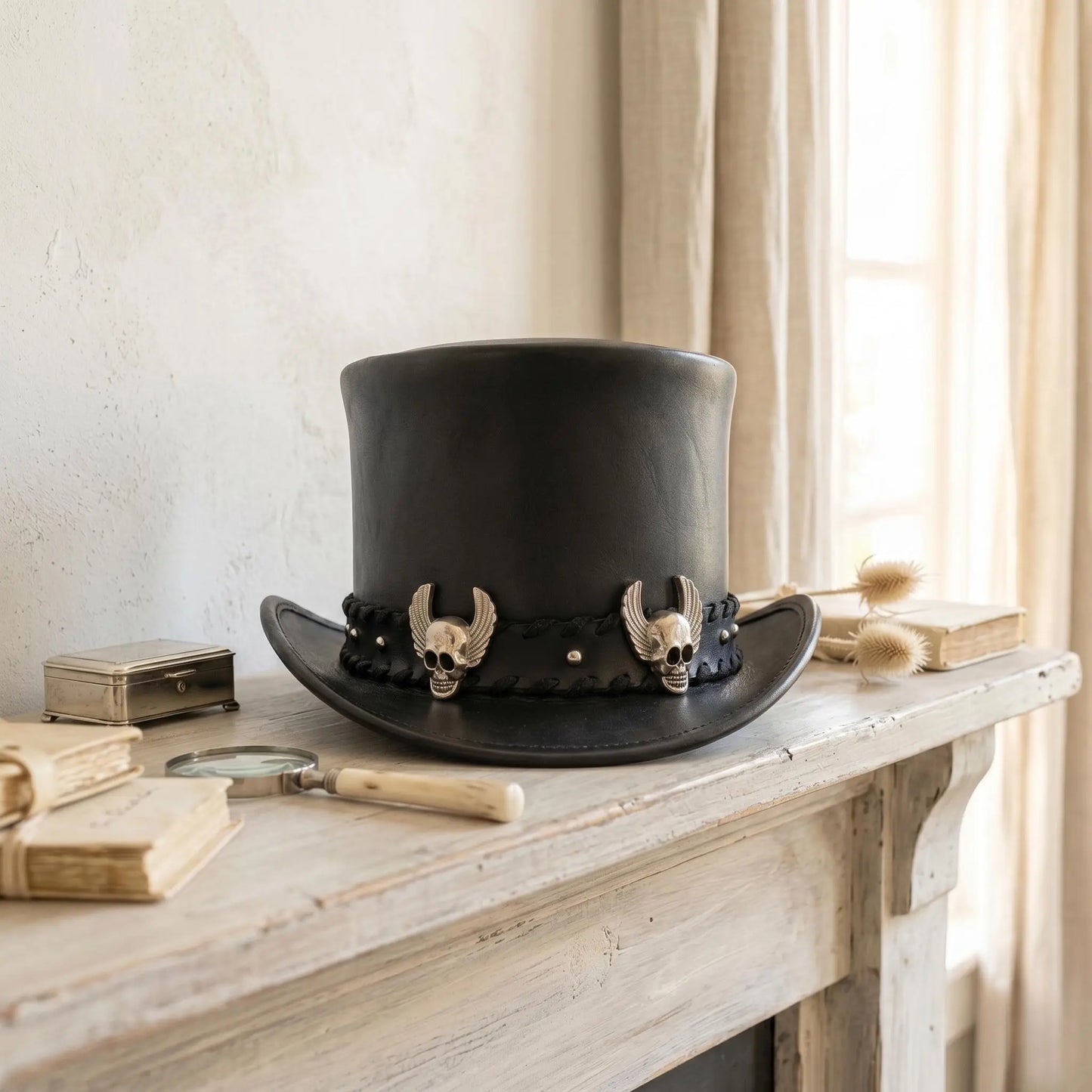 Command Attention The Ultimate Gothic Leather Top Hat