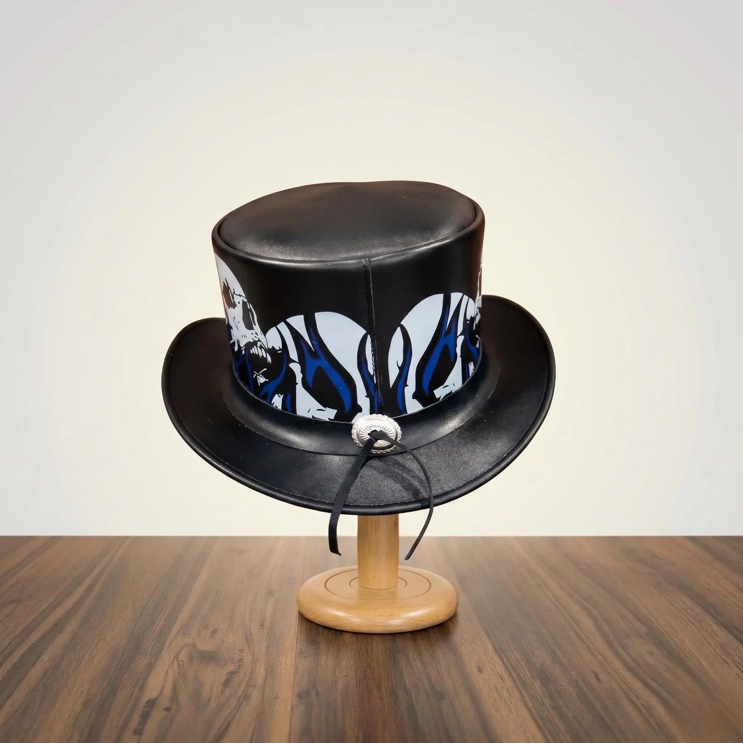 Handmade Leather Skull Top Hat – Gothic Steampunk Victorian Cosplay Hat