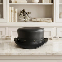Step Into the Spotlight The Ultimate Handcrafted Black Leather Top Hat