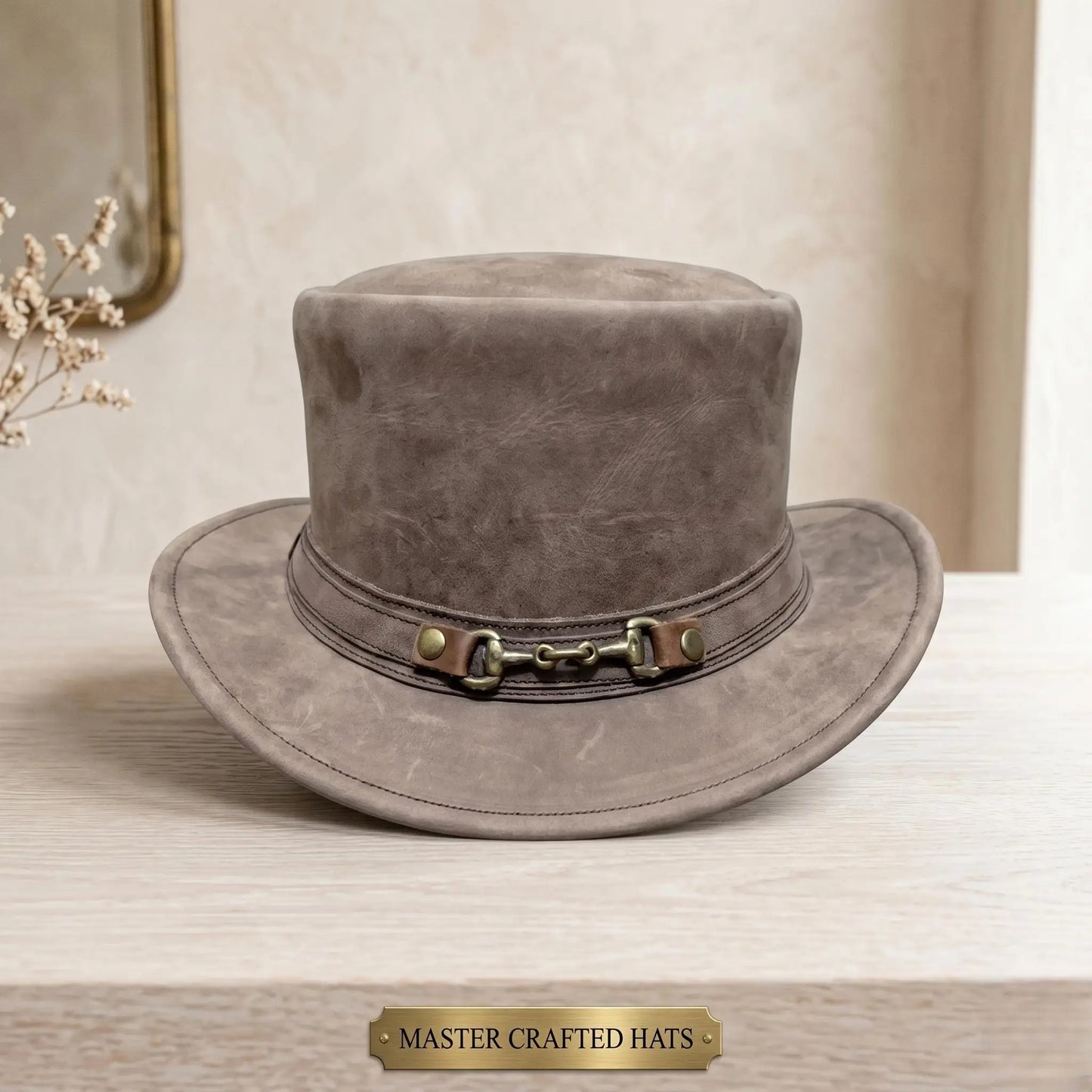Distressed Leather Steampunk Top Hat | Western Festival & Cosplay Headwear