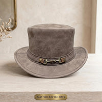 Distressed Leather Steampunk Top Hat | Western Festival & Cosplay Headwear
