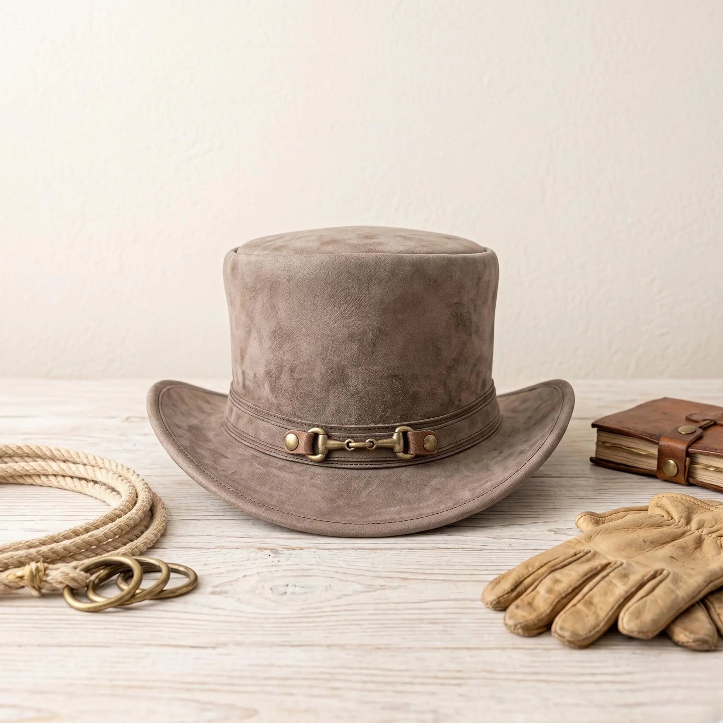 Distressed Leather Steampunk Top Hat | Western Festival & Cosplay Headwear