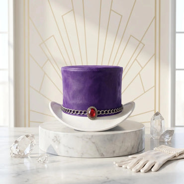 Purple & White Leather Steampunk Top Hat | Victorian Gothic Cosplay Accessory
