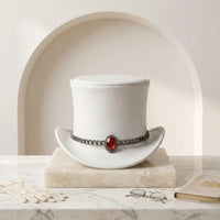 Handmade White Leather Top Hat – Victorian Gothic Wedding & Cosplay Statement Piece