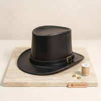 Stand Out in Style Handmade Black Leather Steampunk & Gothic Top Hat