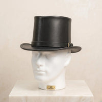 Stand Out in Style Handmade Black Leather Steampunk & Gothic Top Hat