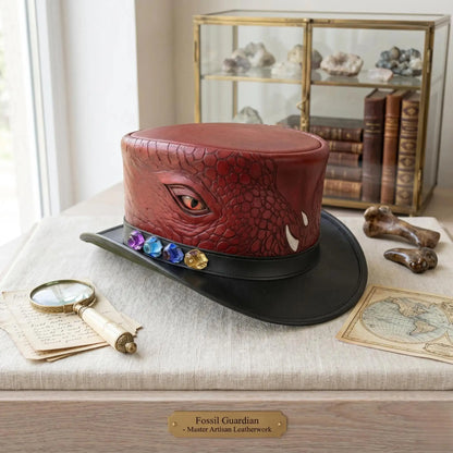 Unleash the Beast Handmade Red Dragon Steampunk Top Hat