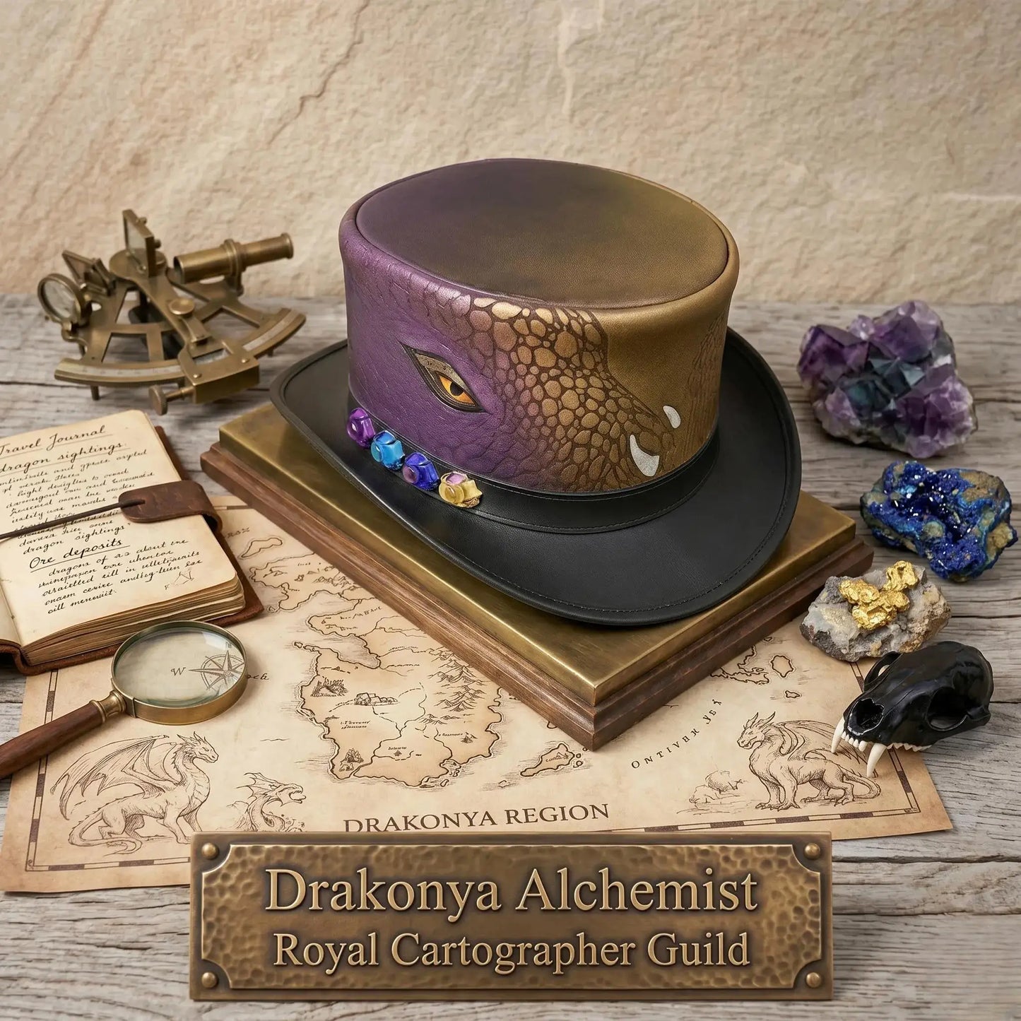 Unleash the Beast Handmade Red Dragon Steampunk Top Hat