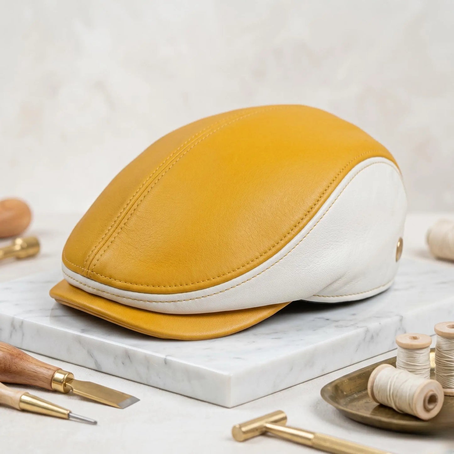 Leather Flat Cap – Vintage Driving & Ivy Style Hat