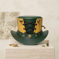 Handmade Green Leather Steampunk Top Hat | Victorian Gothic Festival Headwear