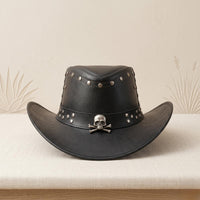 Stand Out with the Ultimate Skull Leather Cowboy Hat