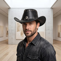 Stand Out with the Ultimate Skull Leather Cowboy Hat